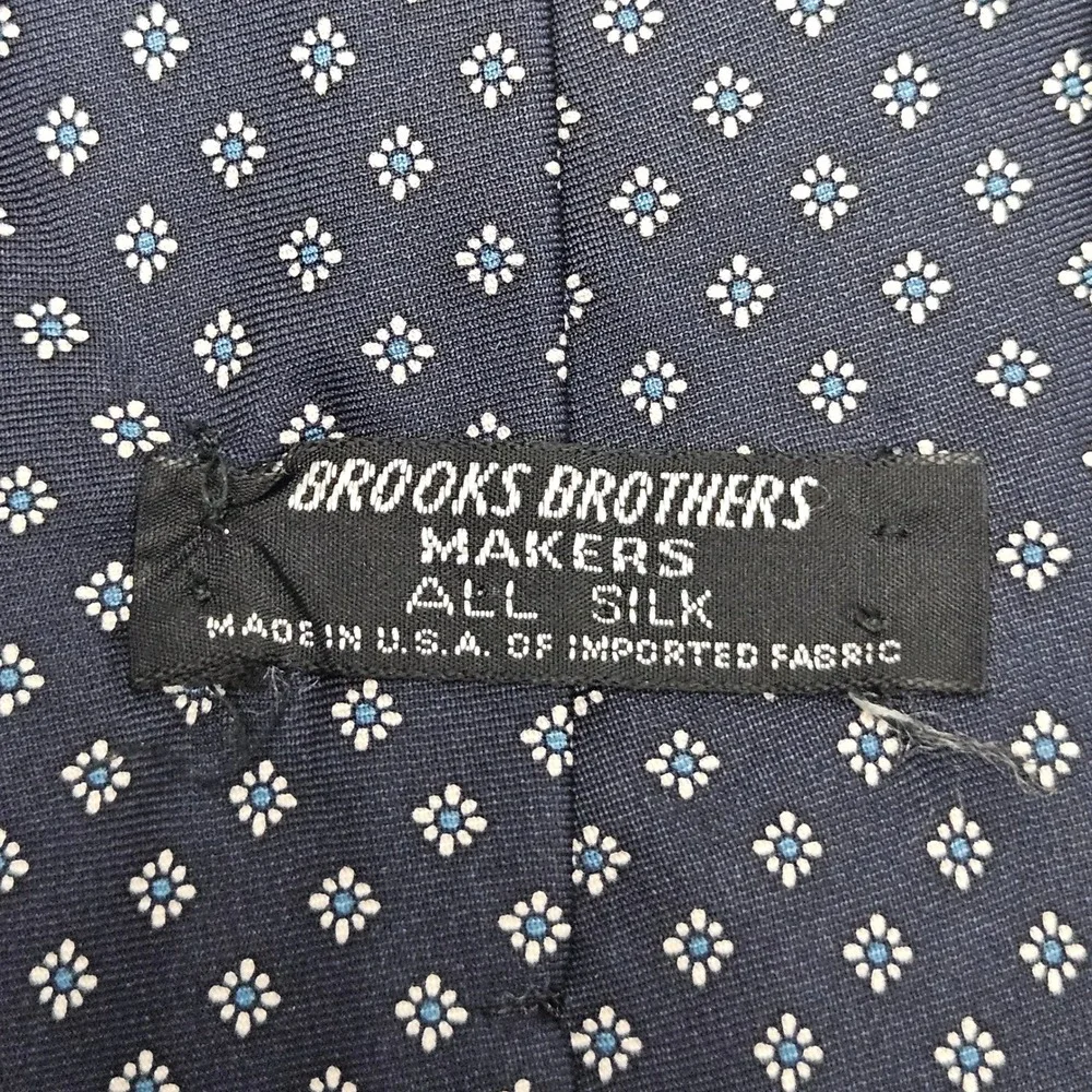 Brooks Brothers Silk Tie Navy Blue Floral Made in USA Office Career‎ Business